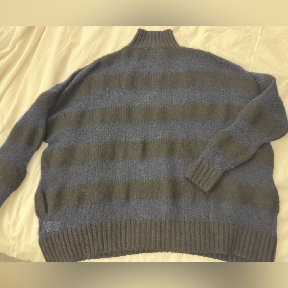 Striped Knit Sweater - Black and Gray